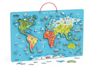 Tableau magnétique viga 44508 - carte du monde 2 en 1, 106 pièces