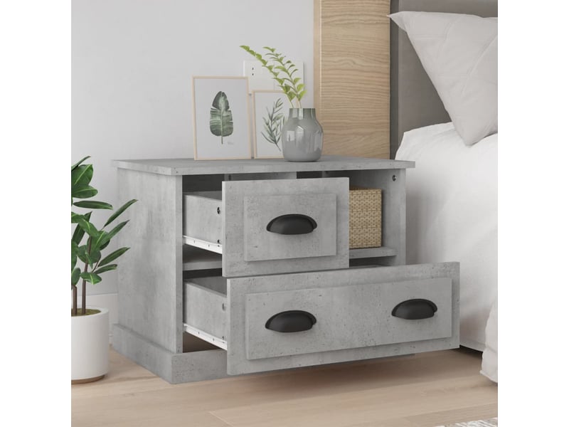  Table de chevet, table de nuit gris béton 60x39x45 cm  - Conforama C