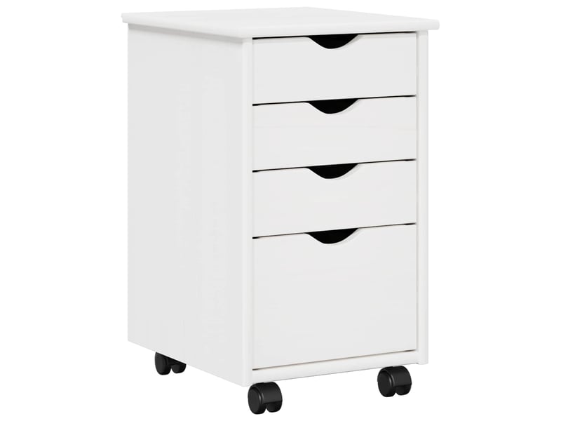 Caisson roulant de bureau avec roue blanc 34 x 39 x 56 cm pin massif - Conforama A