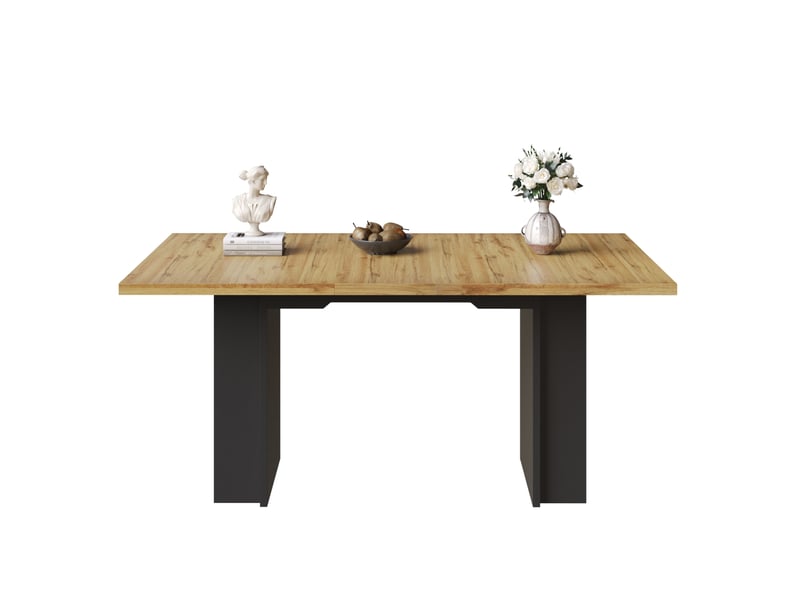 Table à manger extensible, 120x80x75 cm, rallonge intérieure, repas, salle à manger, mdf et bois, coloris bois naturel - Conforama A