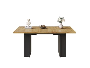 Table à manger extensible, 120x80x75 cm, rallonge intérieure, repas, salle à manger, mdf et bois, coloris bois naturel