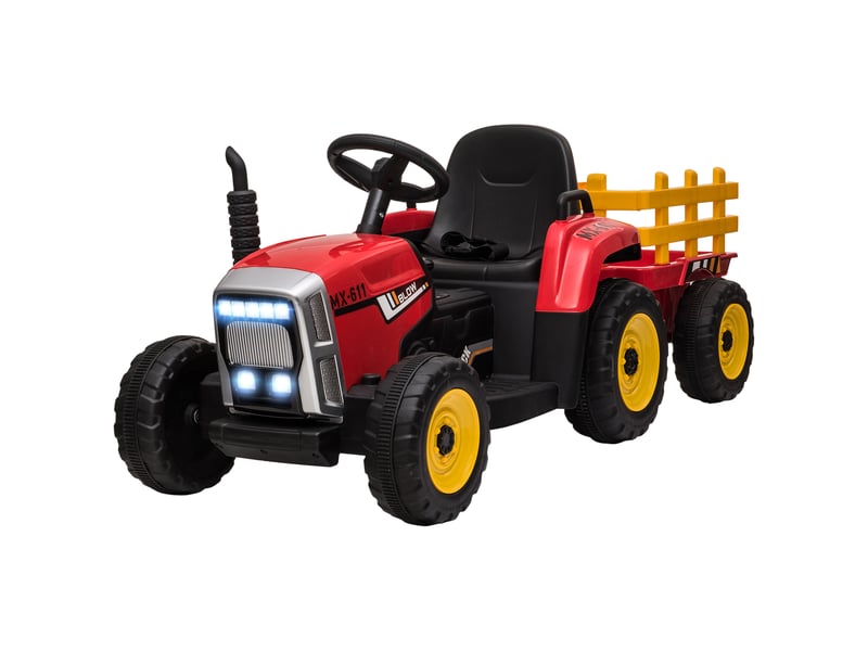  Voiture électrique pour enfants, tracteur pour enfants, avec télécommande parentale, vitesse maximale de 6 kmh ; rouge et noir  - Conforama B