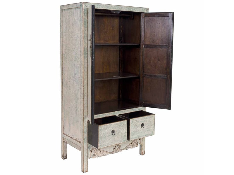  Armoire en bois bleu et blanc 90x50x180h cm  - Conforama E