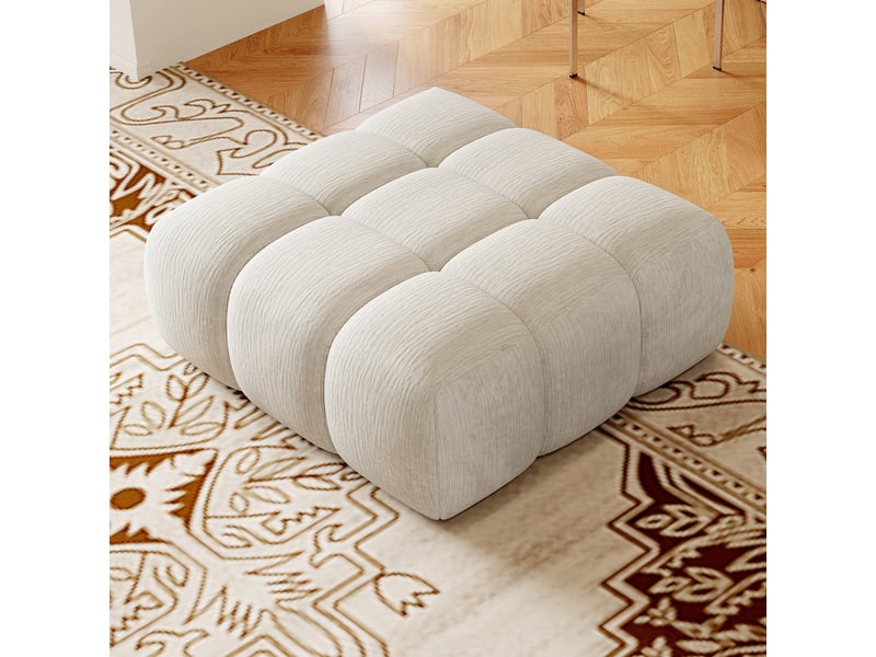 Canapé modulable en mousse sans cadre avec pouf blanc - Conforama B