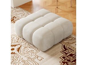Canapé modulable en mousse sans cadre avec pouf blanc