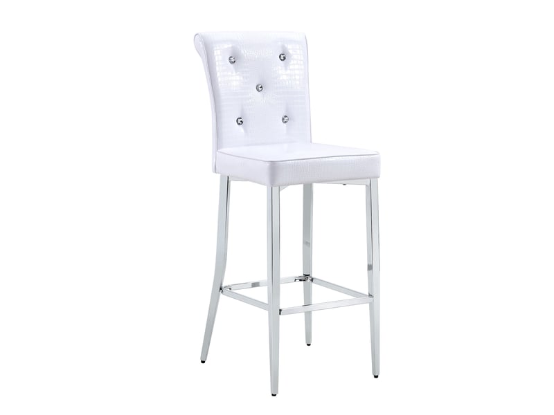  Tabourets de bar lot de 2 avec dossier haut capitonné et repose-pieds - lpospi - pieds chromés, pvc blanc  - Conforama A