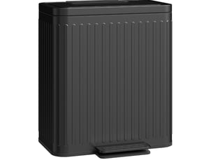 Poubelle de cuisine, 2 x 20 l - bacs, séparation efficace des déchets, pédale, plastique, métal, noir