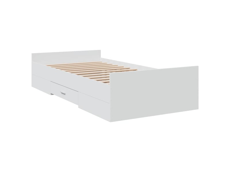  Lit simple- lit adulte -  cadre de lit avec tiroirs sans matelas blanc 100x200 cm  - Conforama B