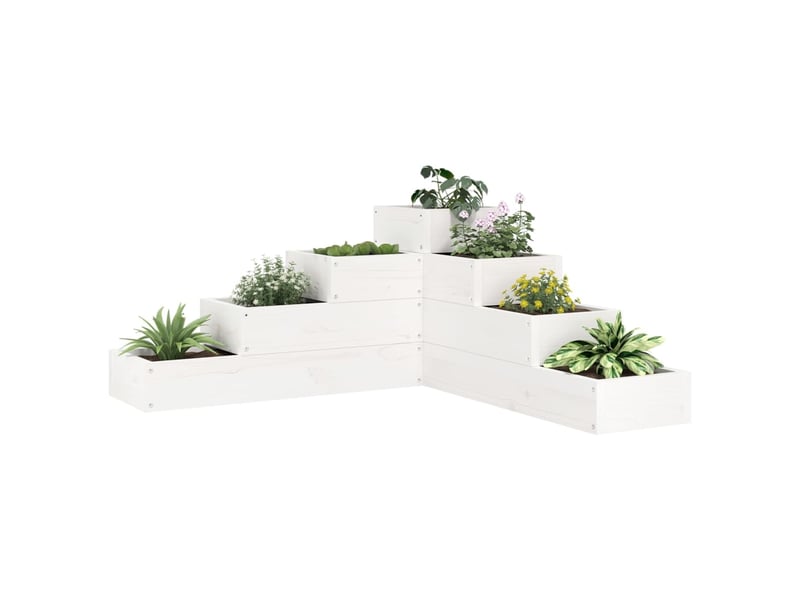  Jardinière - bac à fleurs 4 niveaux 80,5x79x36 cm blanc bois de pin massif  - Conforama B