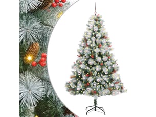 Sapin de noël, arbre de noël artificiel vert et blanc 240 cm cf61505