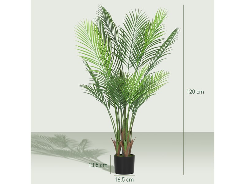  Plante artificielle intérieure 120 cm, palmier arbre artificiel avec pot en plastique et flocage, vert  - Conforama E