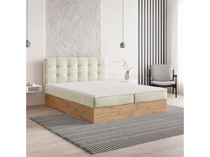 Lit avec rangement 160x200 cm <strong>MASSENO</strong> <strong></strong> coloris beige