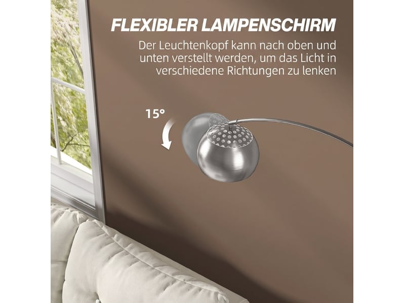  Lampadaire arc 26x100x167 cm, socle en marbre, métal argent  - Conforama D