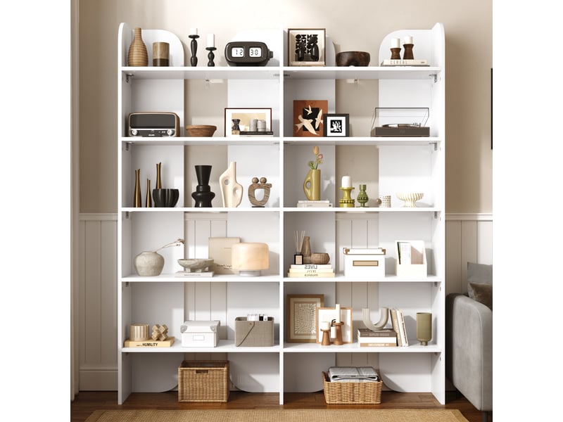  Bibliothèque de rangement - 135x25x160cm - à 5 niveaux, étagère rangement ouverte moderne - blanc  - Conforama C