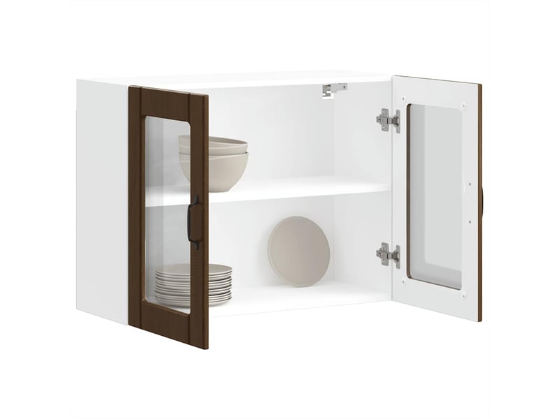  Armoire murale de cuisine et porte en verre lucca chêne marron shl5155  - Conforama B