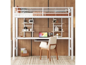 Lit mezzanine 90x200 cm <strong>ZOVIRA</strong> <strong></strong> coloris blanc