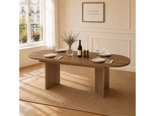 Table à manger extensible, noyer, 140180 × 90 cm, 6-8 personnes, coins arrondis, plateau épais