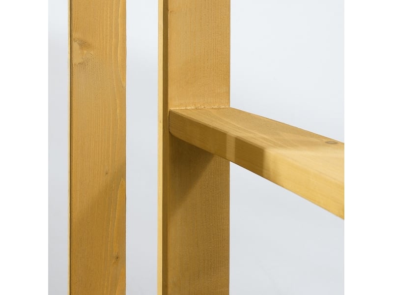 Banc de jardin 2 places 143x51x85 cm – orange – bois de sapin résistant aux intempéries, avec accoudoirs - Conforama D