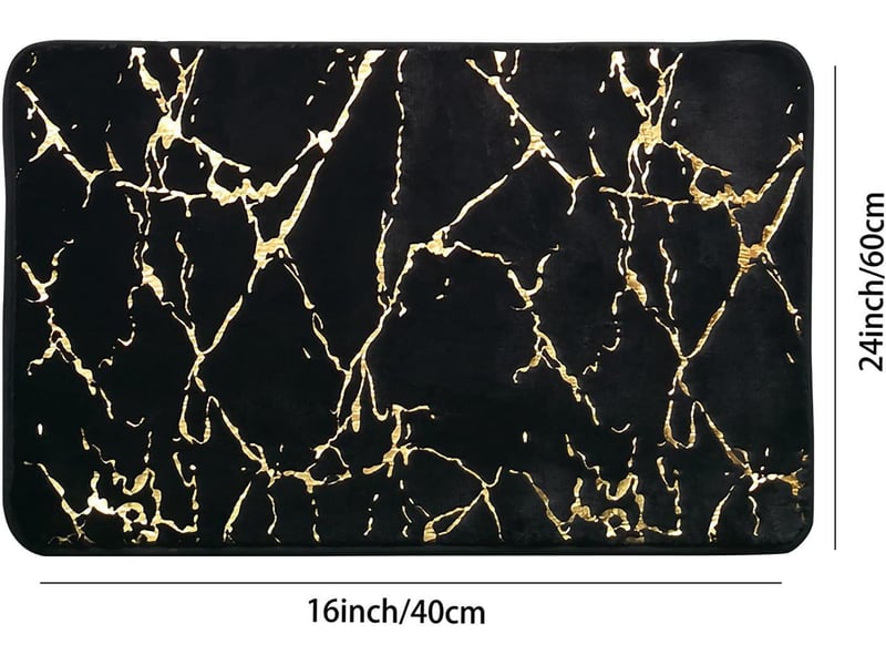  Tapis de salle de bain en marbre antidérapant or noir, tapis de douche lavable, décoration chambre, salon  - Conforama B