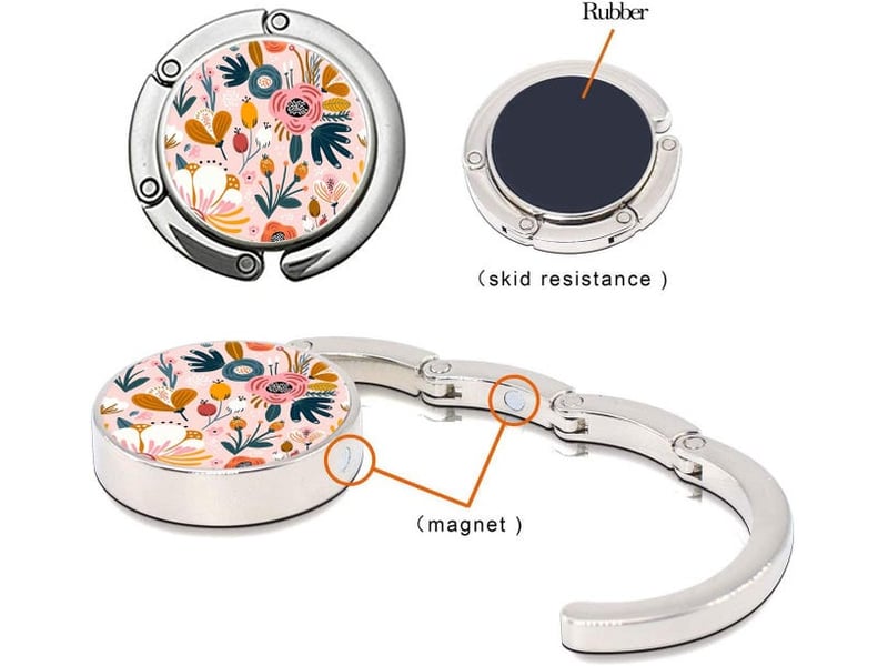  Un ensemble de 3 crochets pliables pour nappes - compacts et légers - à motif floral - adaptés aux tables d'une épaisseur maximale de 5 cm, multicolore HRC0004024LY - Conforama C