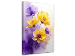Image sur toile, fleurs violet jaune nature 30x45