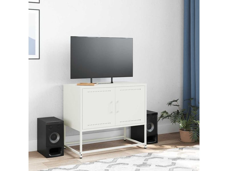  Meuble tv - banc tv - meuble de rangement blanc 68,5x39x60,5 cm acier  - Conforama C