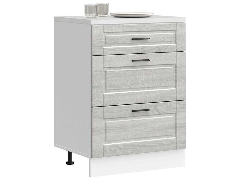 Meuble de rangement, armoire de cuisine porto sonoma gris bois d'ingénierie shl6021 - Conforama B