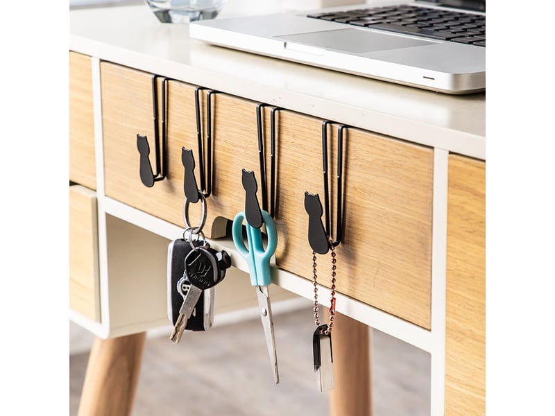  Crochets de porte d'armoire à installation gratuite, 6 simples de en fer, décoratifs pour tiroir d'armoire de chat, noir - réf. Szpa317559jjzj  - Conforama E