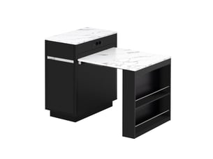 Ilot central de cuisine - 80,5x58x94cm - desserte extensible avec table, prises, led et roulettes - noir et bois