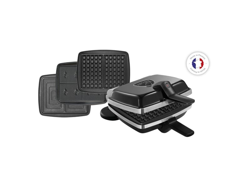  Gaufrier et croque-monsieur electrique reversible super 2 1000w plaques antiadhesives noir 7625855 - Conforama D