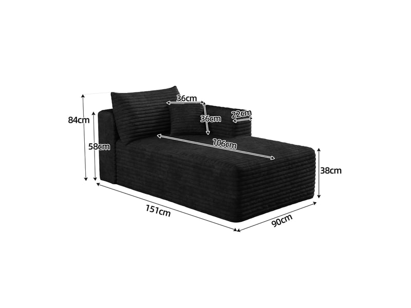  Canapé lit noir 2 places - petit canapé convertible d'angle gauche pour studio, 151cm  - Conforama W