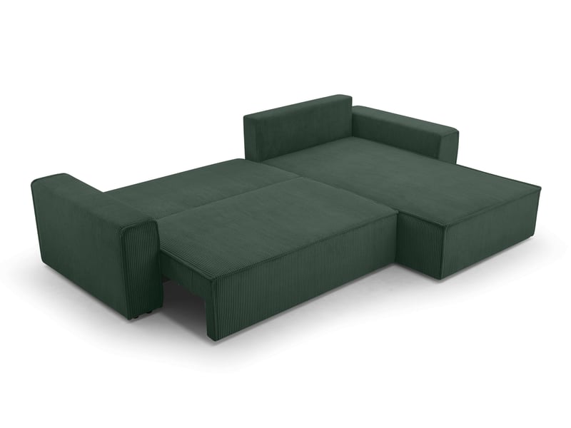  Canapé d’angle en velours côtelé vert foncé cedria – 287 cm CedriaMini - Conforama C