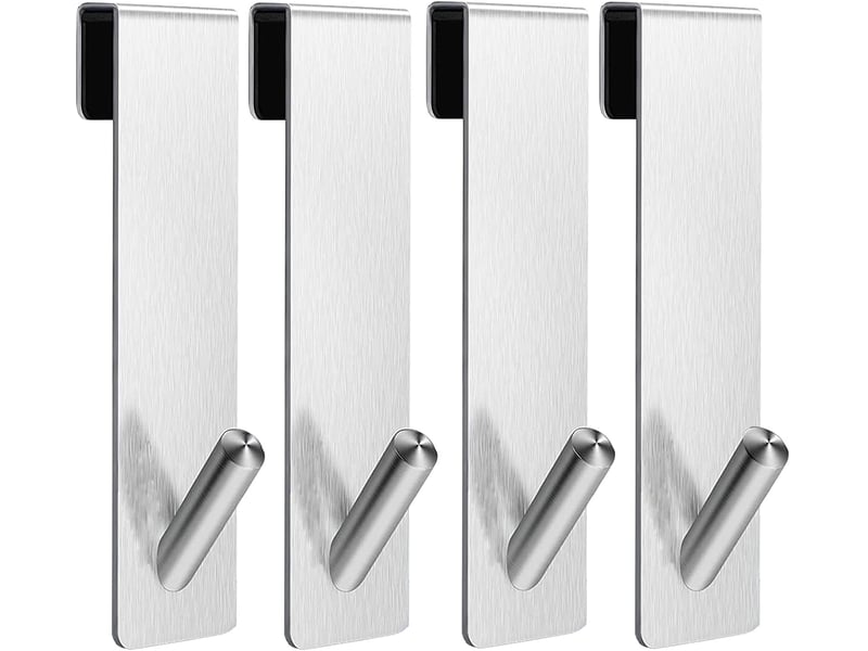  Crochets de porte de douche, crochets porte-serviettes, adaptés aux portes de douche en verre sans cadre, lot de 4, noirs  - Conforama A
