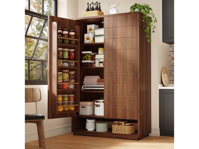  Buffet de rangement - armoire haute à double porte 100 × 40 × 162,5 cm, meuble de cuisine, 100 x 40 x 162.5 cm, brun  - Conforama C