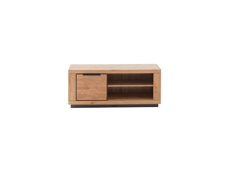  Meuble tv 1 porte et 2 niches ouvertes coloris chêne massif huilé - longueur 122 x hauteur 52 x profondeur 54 cm  - Conforama A