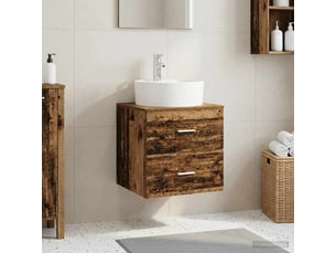 Vanité de lavabo mural, meuble de rangement bois ancien 49.5x44.5x65 cm shl8253