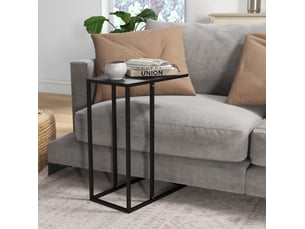 Table basse en c avec plateau ouvert et structure en acier, style minimaliste, pour salon et chambre, noir