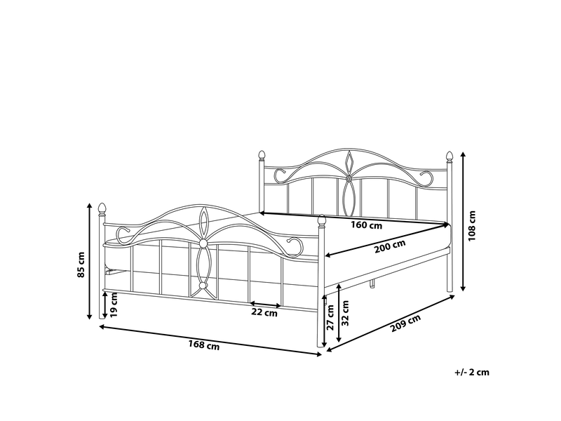 Lit avec sommier métal antlia 160 x 200 cm noir 59667 - Conforama C