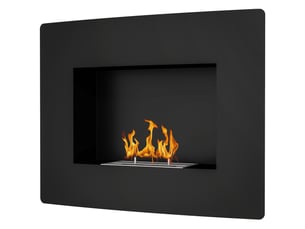 Cheminée bioéthanol murale noire à flamme réelle, réservoir 0,9 l, 66 x 16 x 52 cm