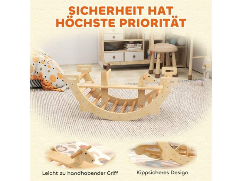  Arche d’escalade montessori 2 en 1 en bois, pour enfants 2-4 ans, 110x52x45 cm, naturel  - Conforama E
