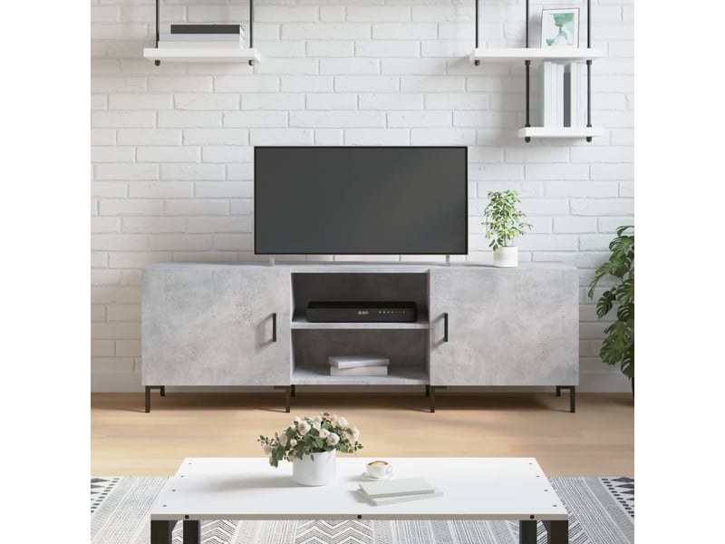  Meuble tv - banc tv - meuble de rangement gris béton 150x30x50 cm bois d'ingénierie  - Conforama B