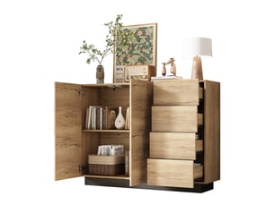 Buffet 2 porte(s) 4 tiroir(s) coloris bois clair