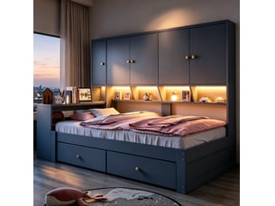 Lit combiné 90x200 cm DESVIAE   coloris gris