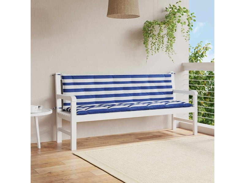 Lot de 2 coussins de banc de jardin, coussins d'assise rayures bleuesblanches cf58680  - Conforama B