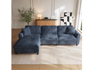 Canapé d'angle réversible fixe MODFU 3 places Tissu bleu marine