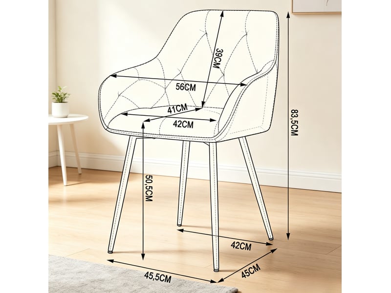  Chaise de salle à manger lot de 2 rembourrées avec accoudoirs et dossier ergonomique en similicuir gris foncé  - Conforama C