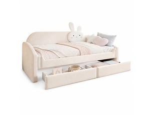 Lit avec rangement 90x200 cm <strong></strong>  <strong></strong> coloris beige