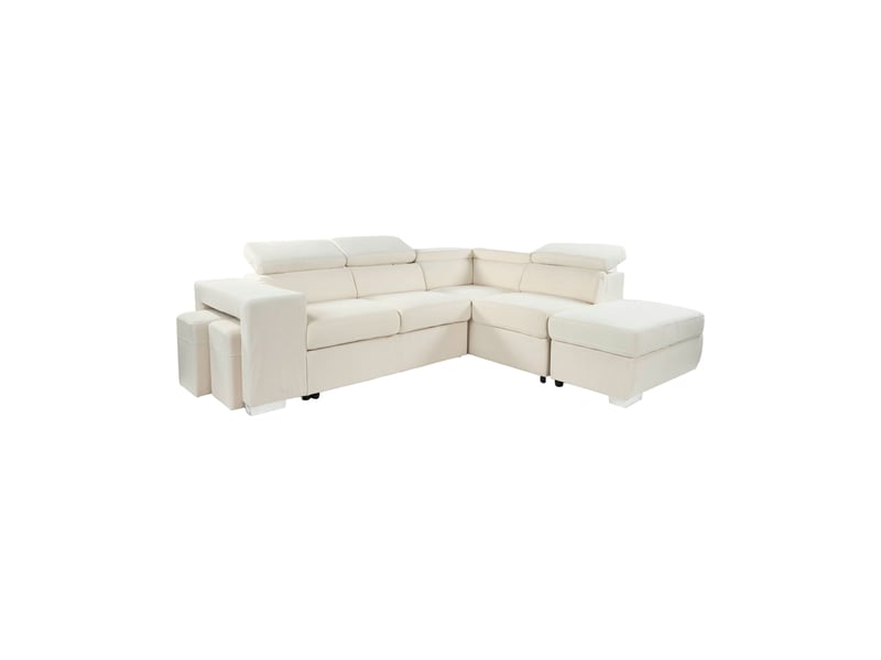 Canapé d'angle à droite convertible 7 places velours beige - sven - Conforama E