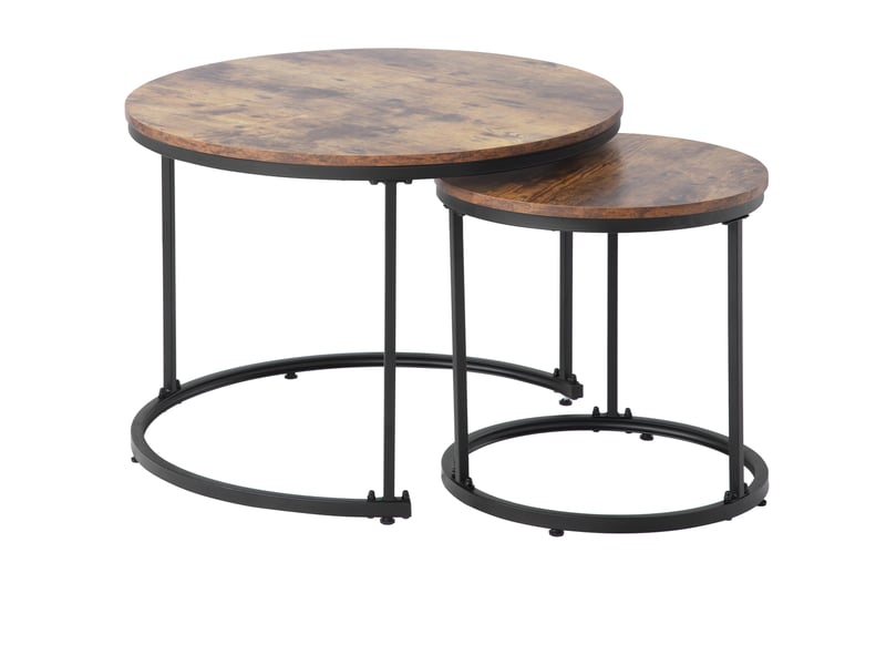  Ensemble de 2 tables basses rondes, tables basses de salon, tables d'appoint rondes gigognes, 2 tables d'appoint rondes (marron)  - Conforama D