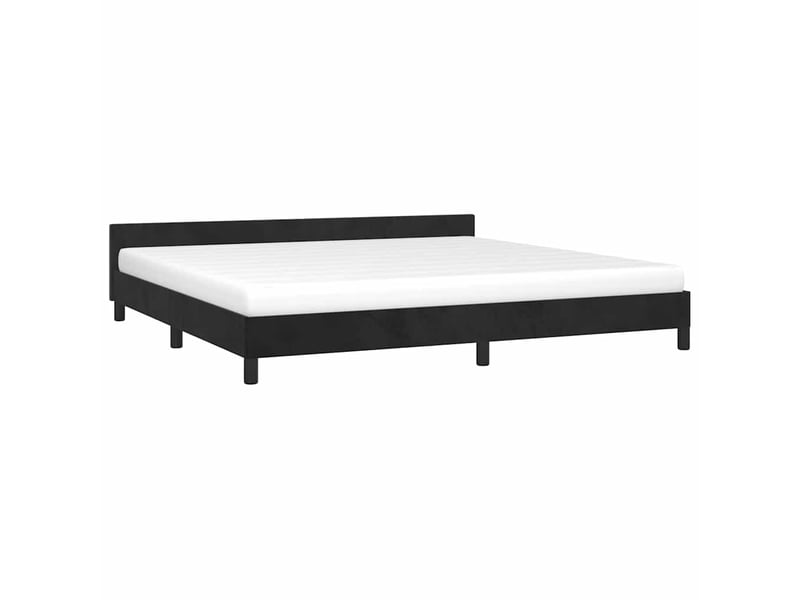  Lit double- lit adulte -  cadre de lit sans matelas noir 200x200 cm velours  - Conforama B
